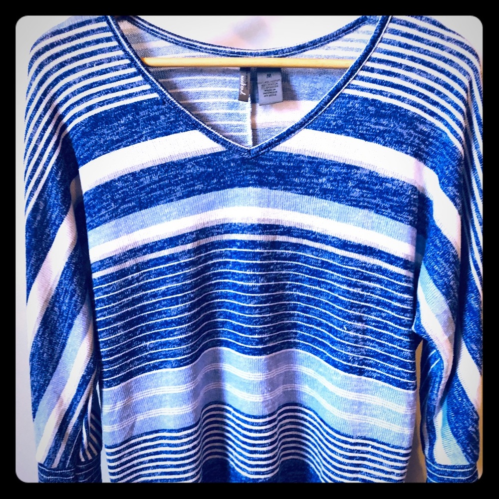 Striped V-Neck Dolman Sweater